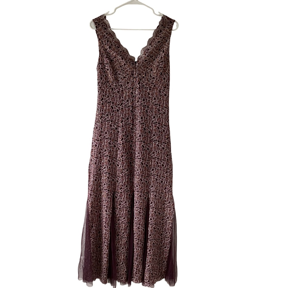 Candalite Wine Tasting Social Dress, S, Burgundy Lace w/ Metallic Thread, NWT